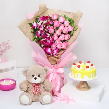MIX BOUQUET WITH TEDDY